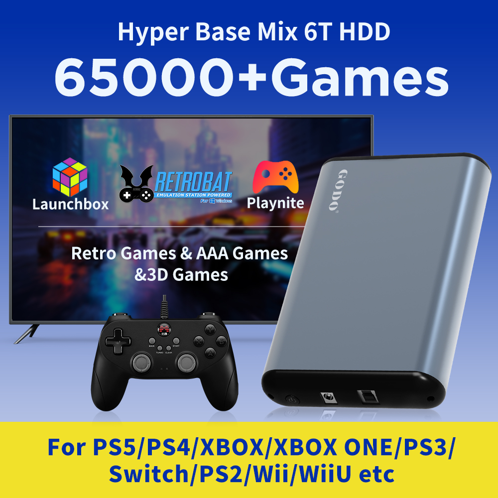 Retro Gaming Xbox - JMachen 6TB 휴대용 게임용 HDD 시스템