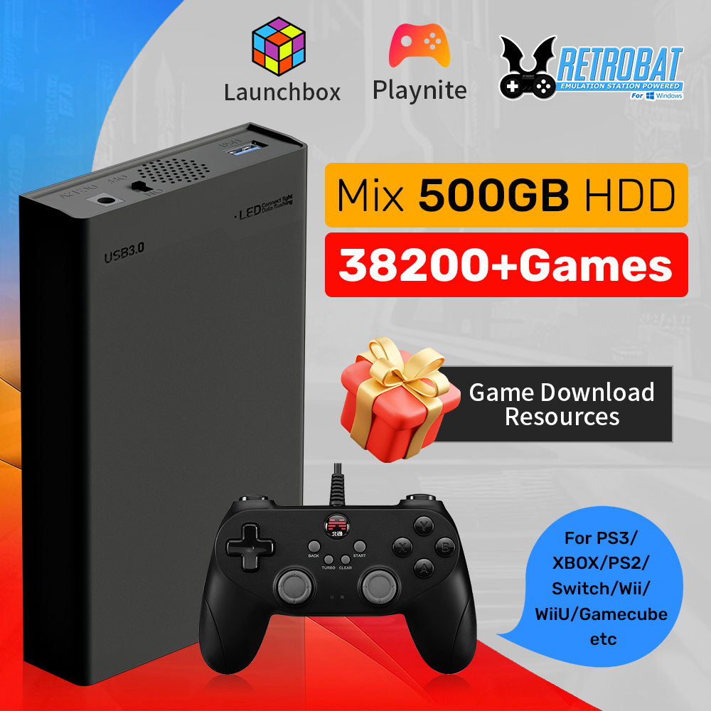 Retro Gaming Xbox - 500GB 게임용 HDD Retrobat & Launchbox