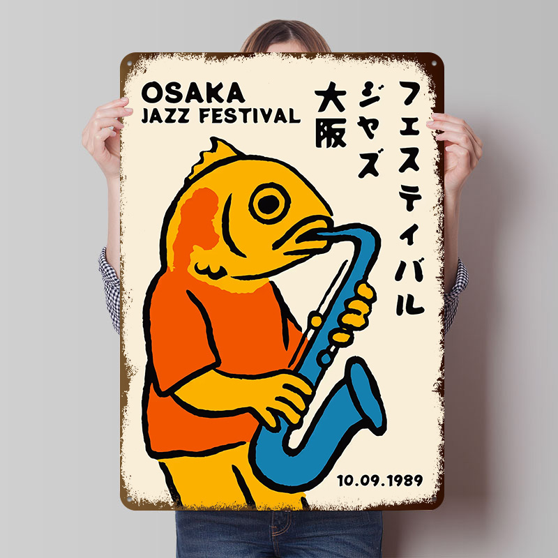 오사카 재즈 페스티벌 1989 메탈 포스터 맞춤형 벽  - Retro Gaming Festival 리뷰 및 가격