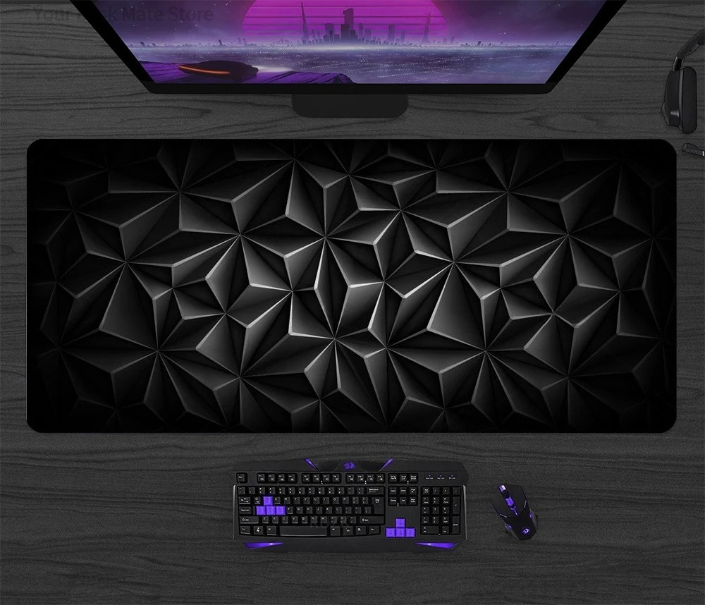 XL 대형 게이밍 마우스 패드, 기하학적 네온 크랙 & - Retro Gaming Keyboard And Mouse 리뷰 및 가격